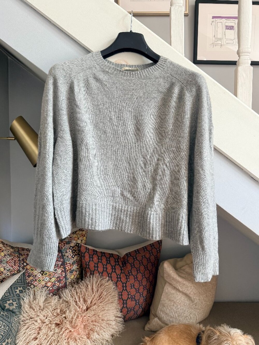 Everlane Boxy Cashmere Crewneck Sweater (Light Heather Gray, XXL)